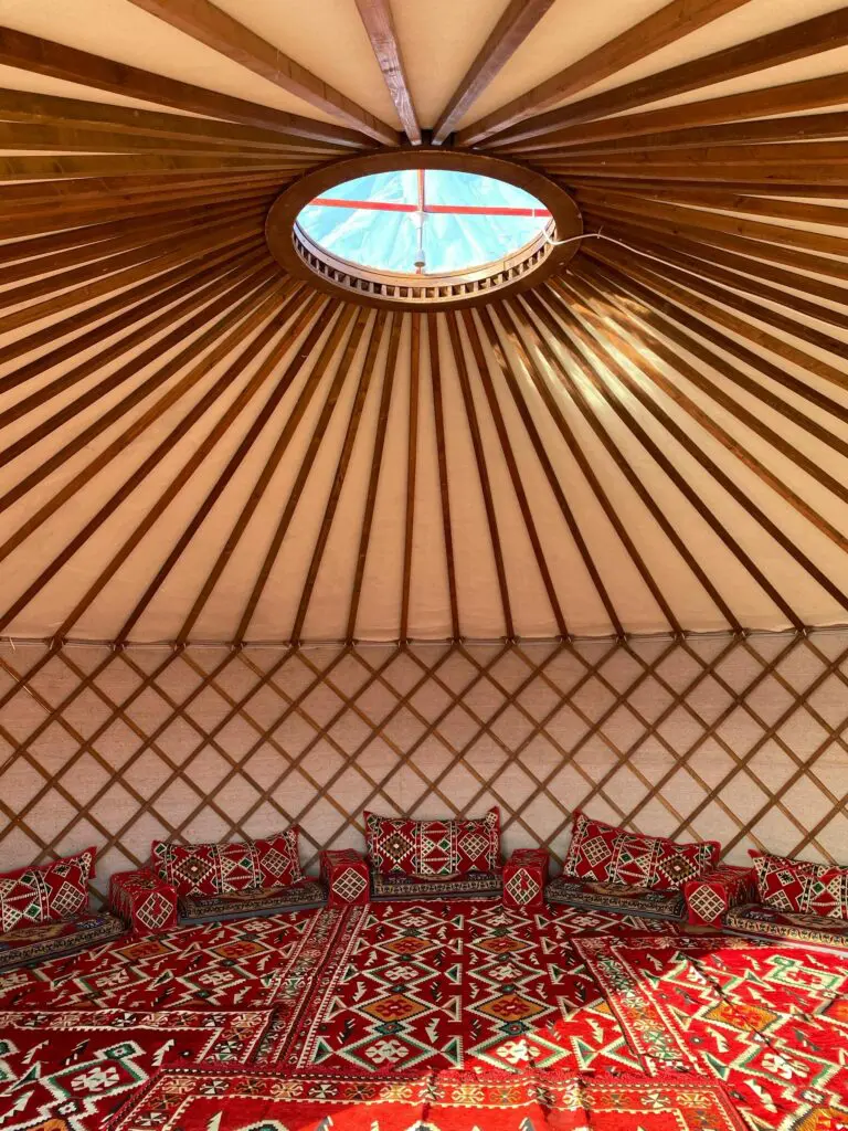 Inside of a yurt